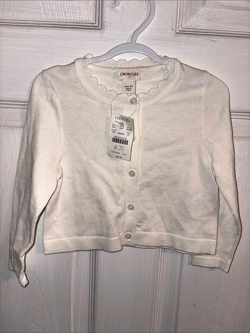 Crewcuts Scalloped Lightweight Cotton Cardigan Girls 2T